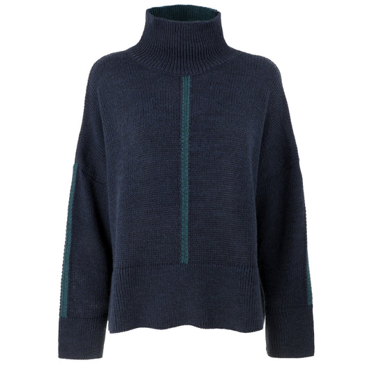 KARAKORUM Maglia Debora blu con dettagli a contrasto