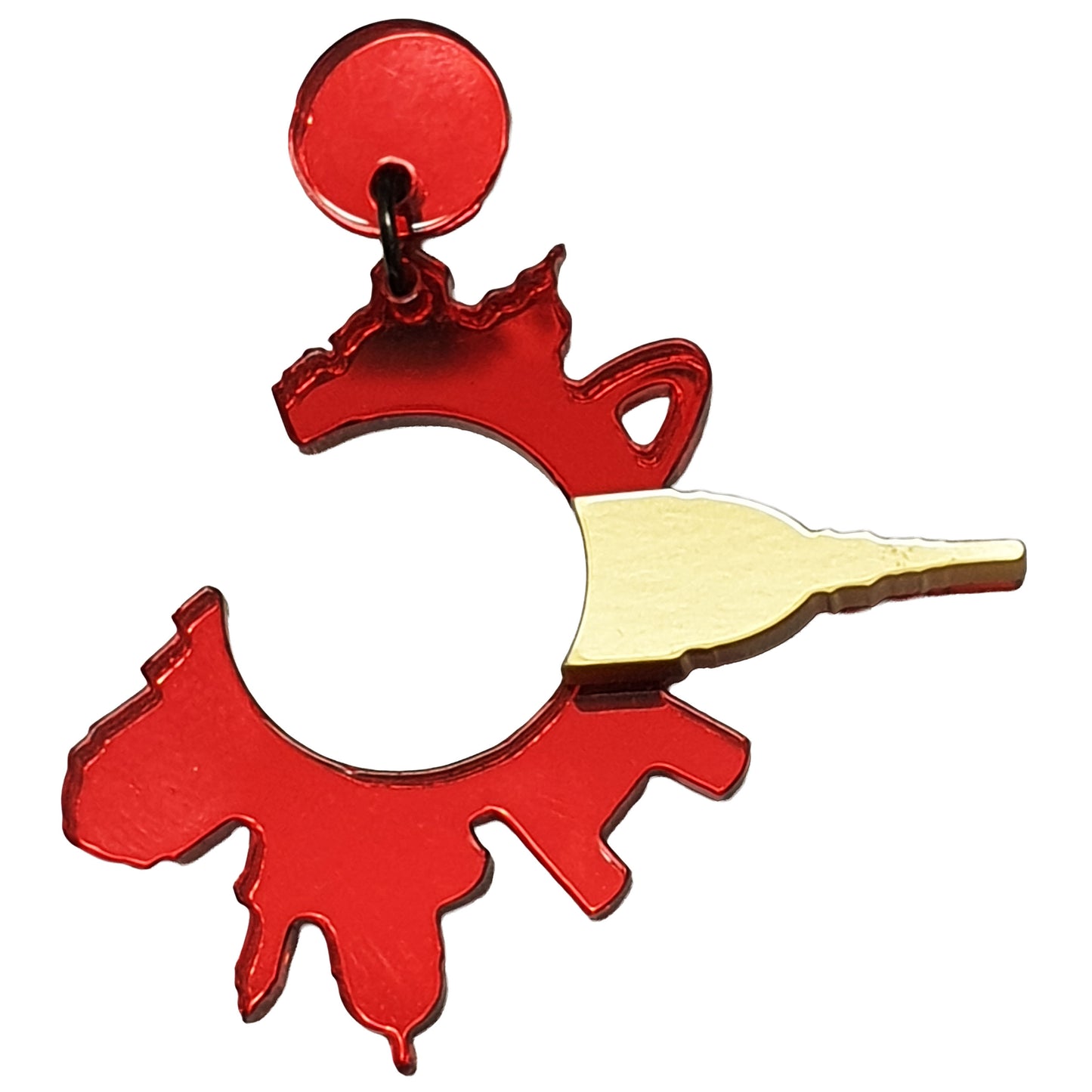 Orecchini pendenti SkyLine Torino rosso e oro