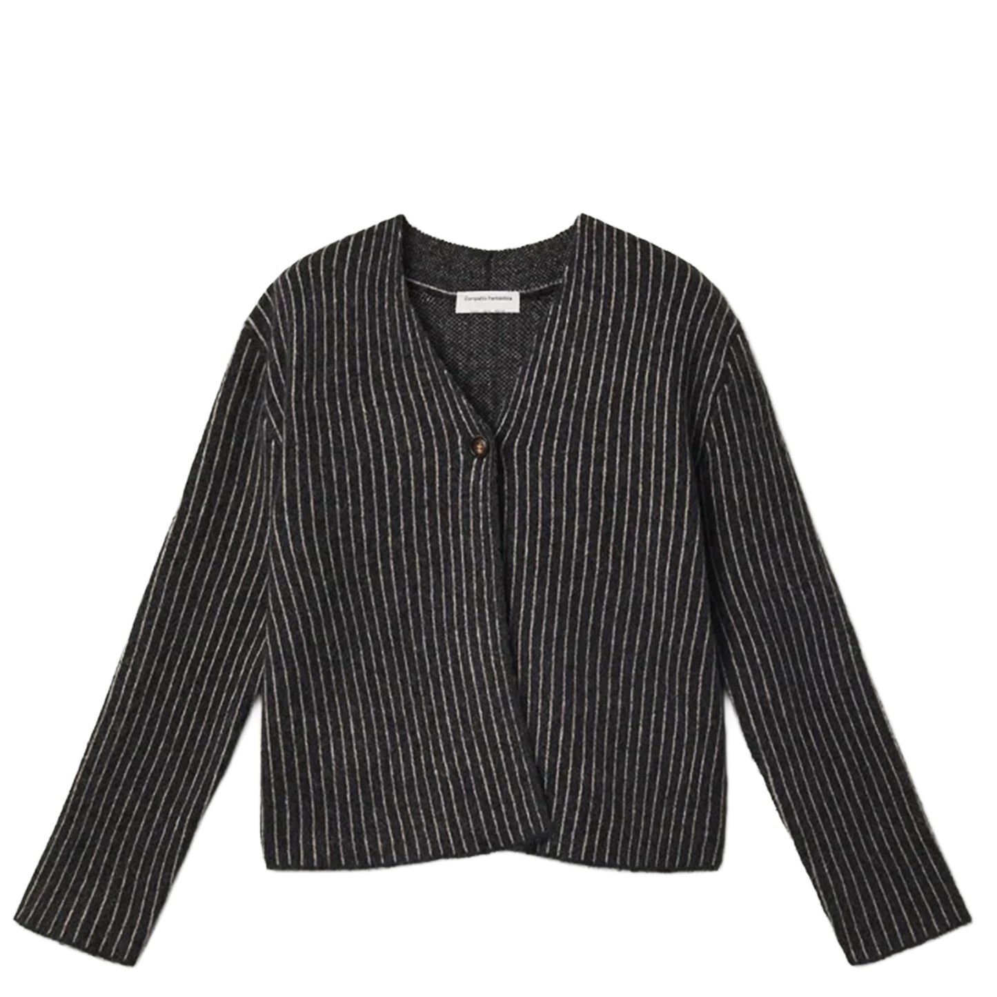 COMPAÑÍA FANTÁSTICA Cardigan a righe grigio scuro e bianco