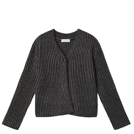 COMPAÑÍA FANTÁSTICA Cardigan a righe grigio scuro e bianco