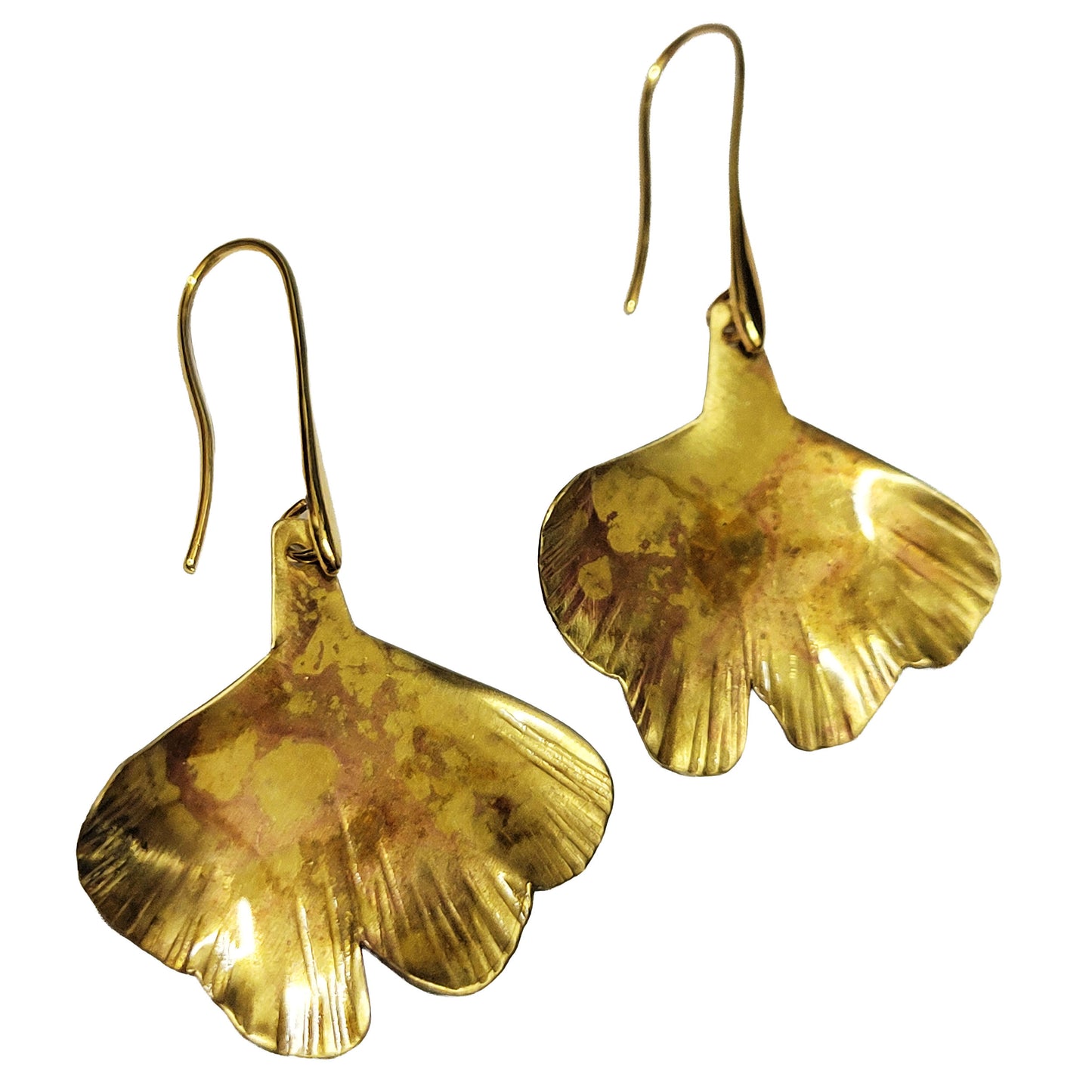HOIKO Orecchini in rame e ottone foglia di Ginko 03