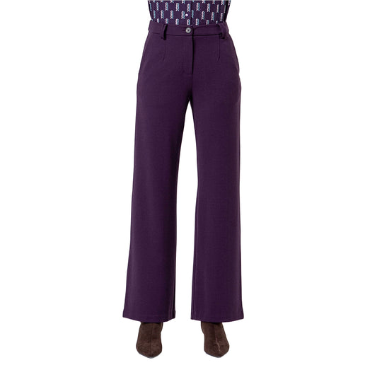 SURKANA Pantalone Dritto in Maglia con Risvolto Viola-SURKANA-VIALESCARPE