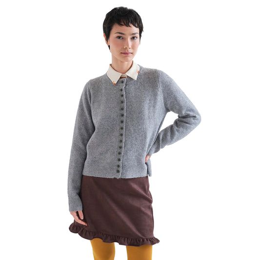 COMPAÑÍA FANTÁSTICA Cardigan grigio chiaro con bottoni verdi