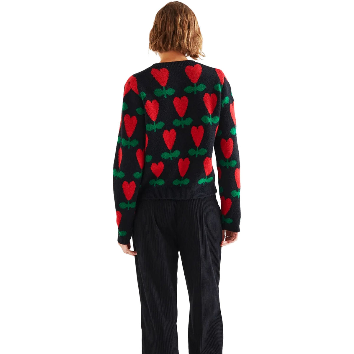 COMPAÑÍA FANTÁSTICA Cardigan nero con stampa ciclaminoCOMPAÑÍA FANTÁSTICA Cardigan nero con stampa ciclamino