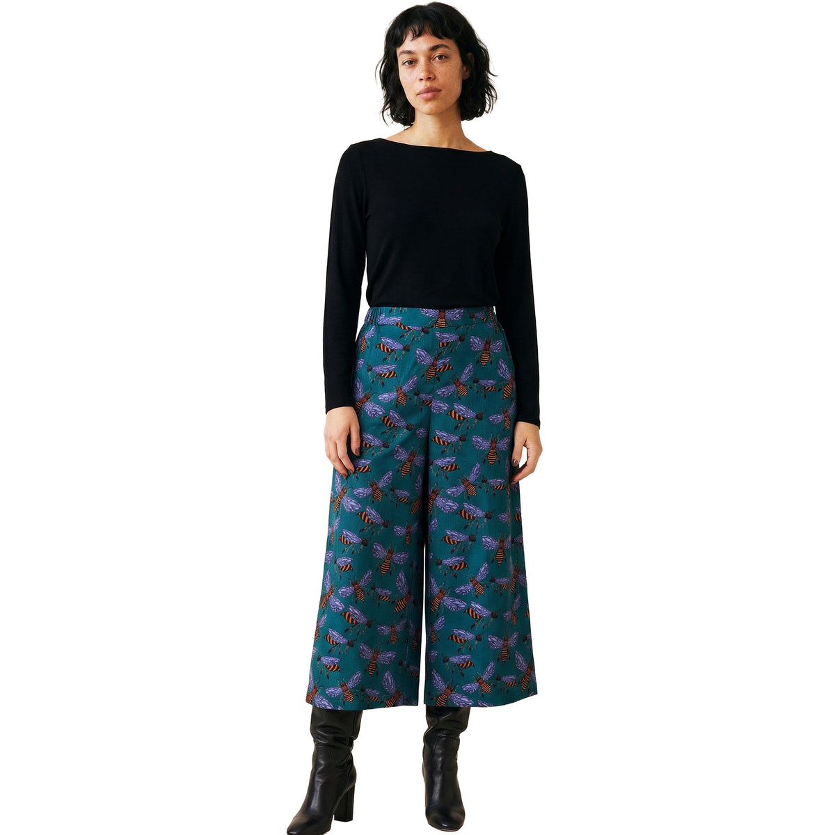 PEPALOVES Pantaloni cropped Bees teal