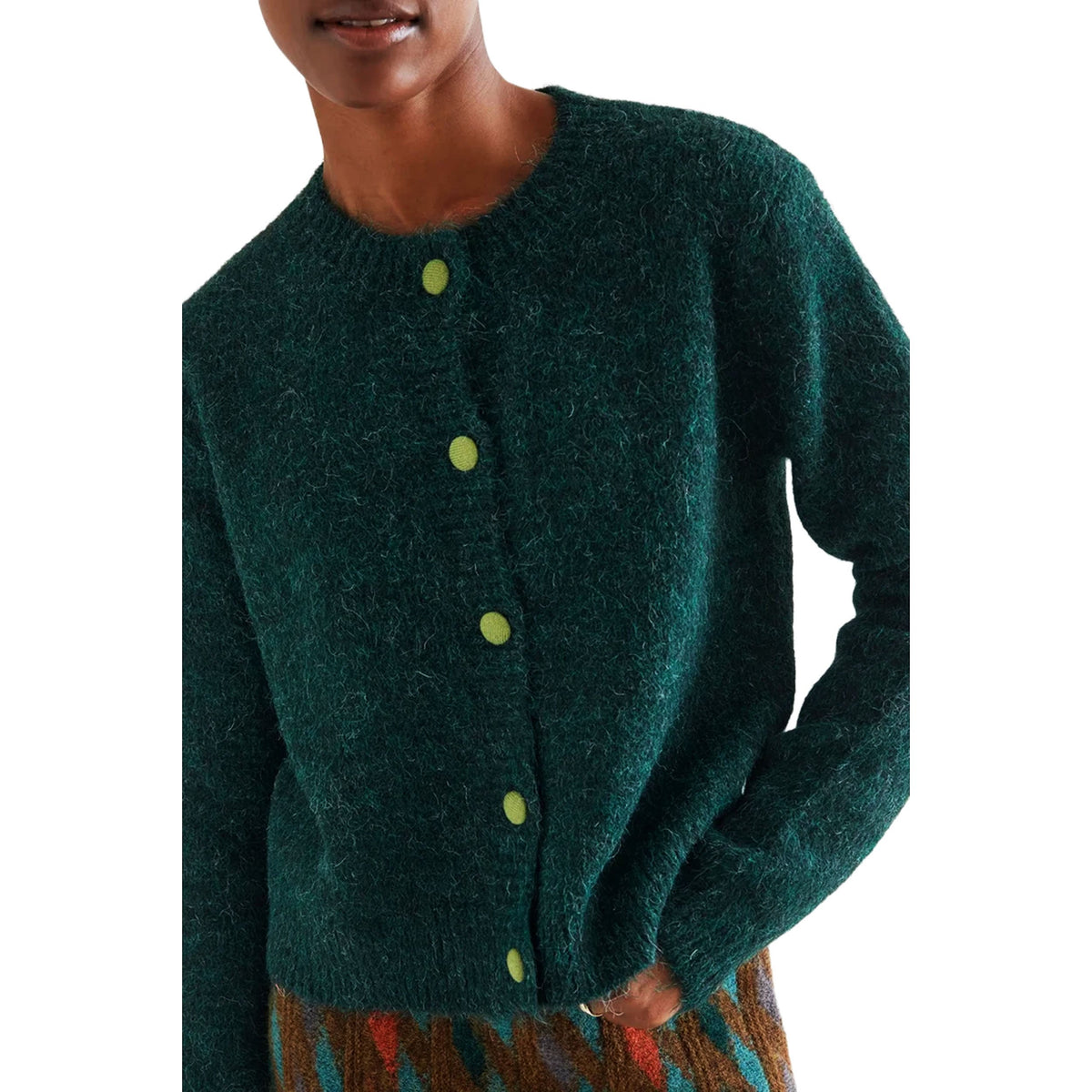 COMPAÑÍA FANTÁSTICA Cardigan verde scuro con bottoni a contrasto