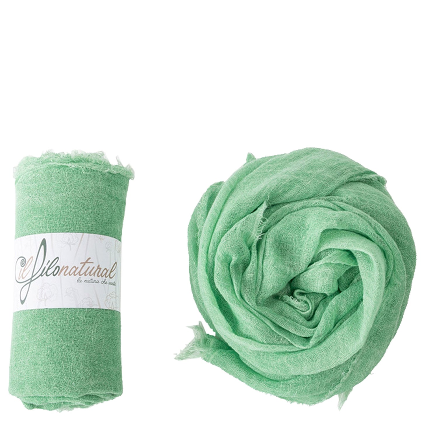 Scialle Foulard Pareo Lino Verde Retro