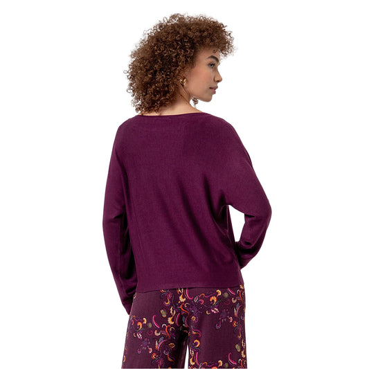 SURKANA Maglione in Maglia con Scollo a Barca Cherry