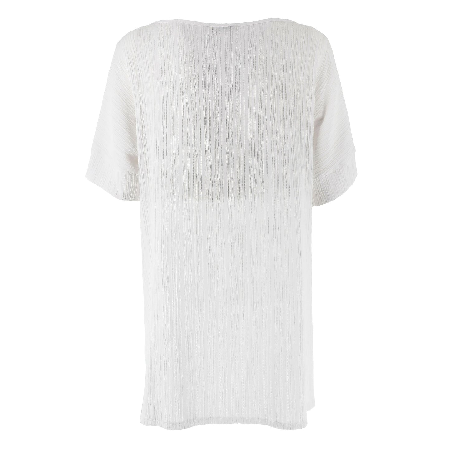 Blusa Donna KARAKORUM Chicca Bianca Effetto Plissé con Arricciatura Regolabile