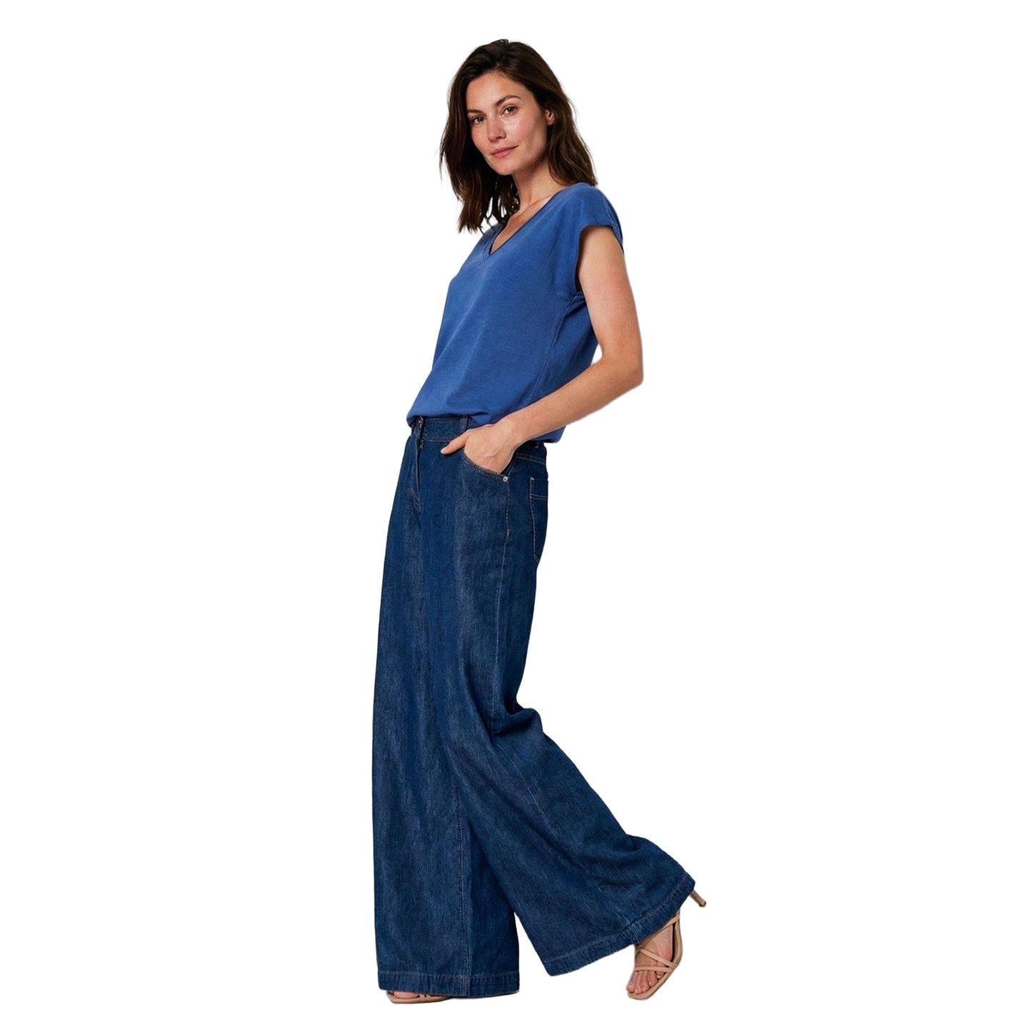 SURKANA T-shirt con collo a V Azzurro