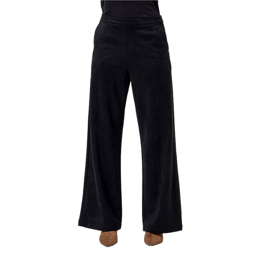 SURKANA Pantalone Wide Leg Effetto Scamosciato Nero-SURKANA-VIALESCARPE
