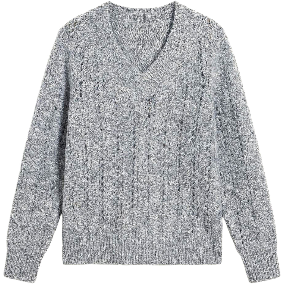 SURKANA Maglione con scollo a V e paillettes Grigio Chiaro