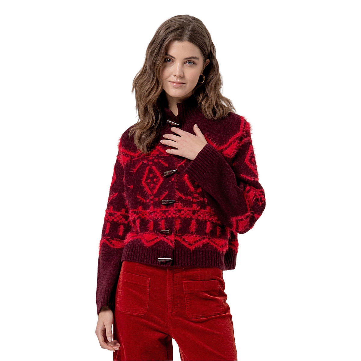Giacca jacquard collo a imbuto