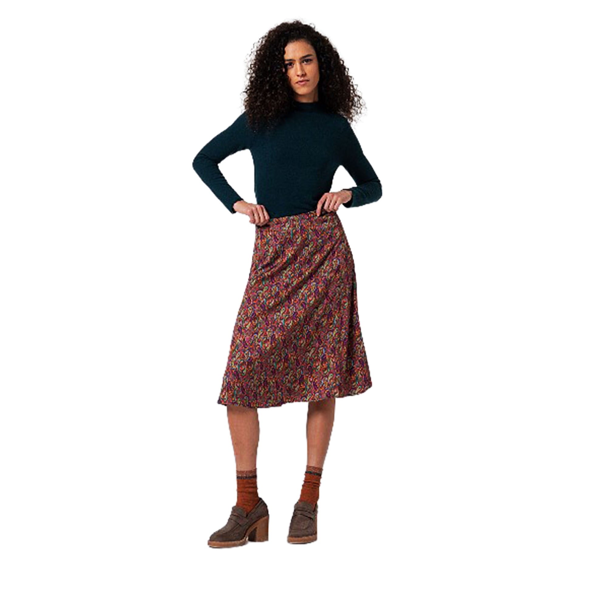 SURKANA - Gonna midi elasticizzata con stampa paisley-SURKANA-VIALESCARPE