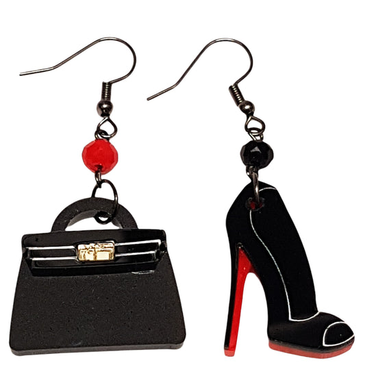 Orecchini pendenti borsa Kelly e pumps