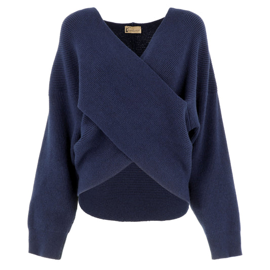 KARAKORUM Maglia Gabriella blu incrociata