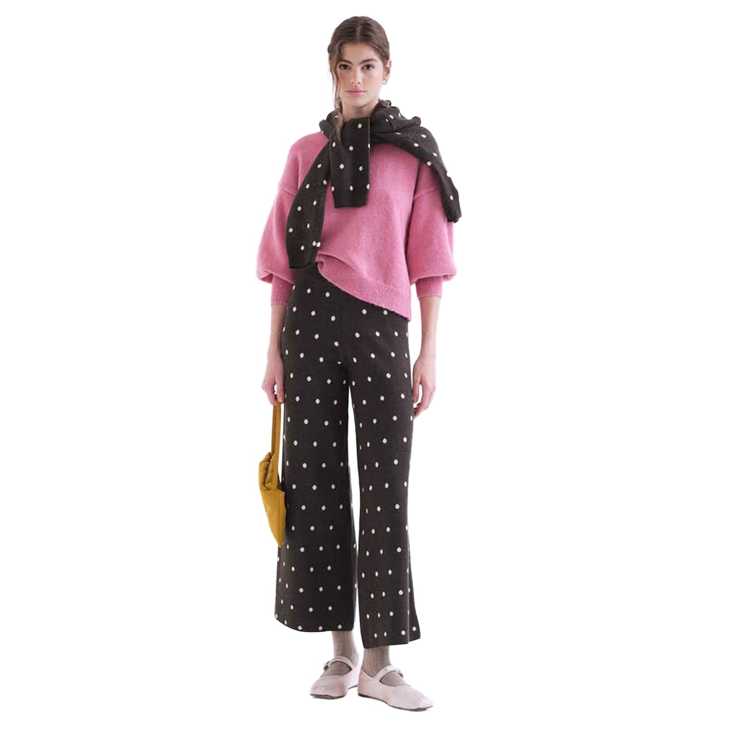 COMPAÑÍA FANTÁSTICA Pantaloni grigio antracite a pois