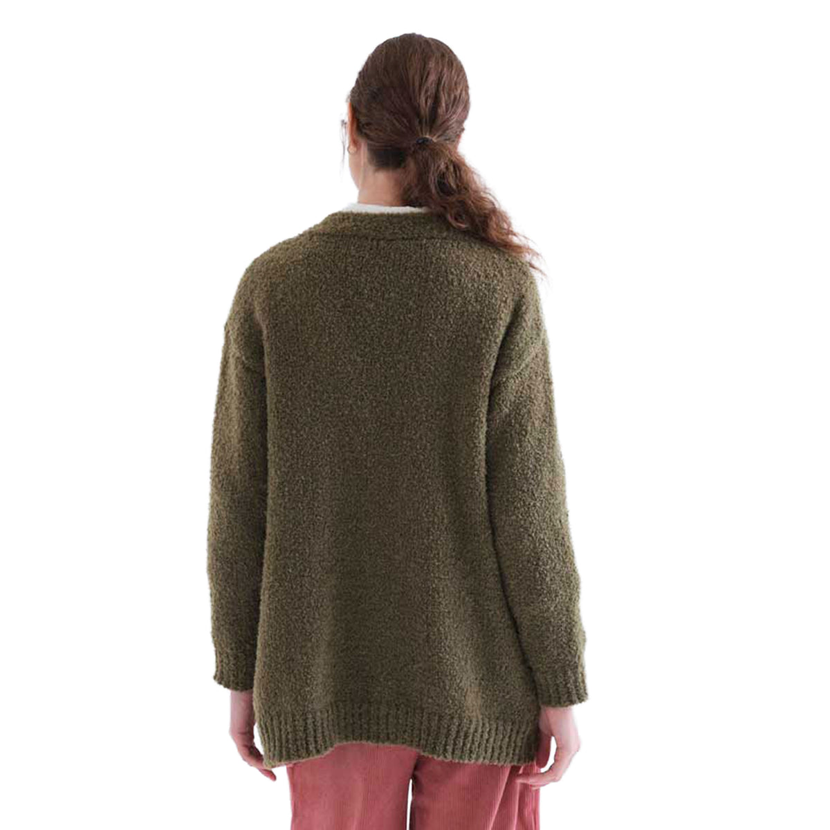 COMPAÑÍA FANTÁSTICA Cardigan in maglia verde oliva