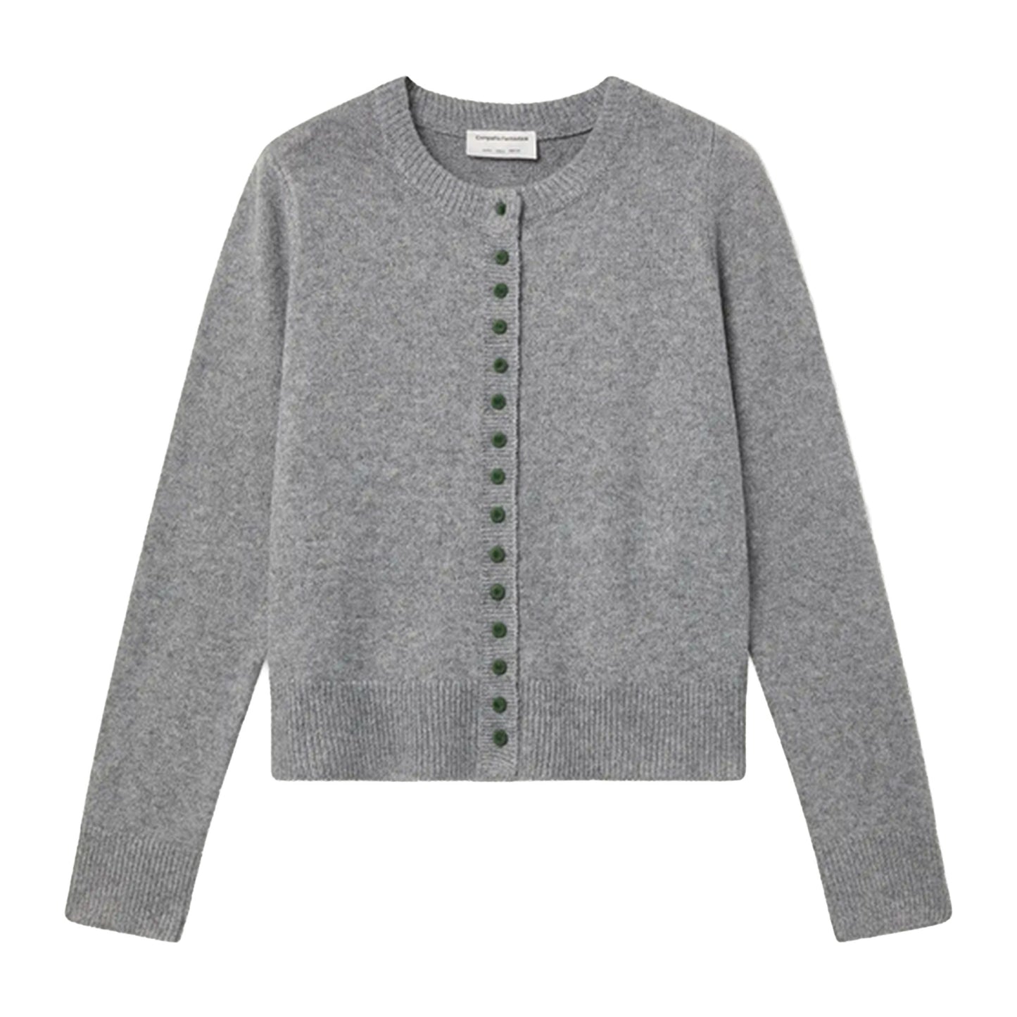 COMPAÑÍA FANTÁSTICA Cardigan grigio chiaro con bottoni verdi
