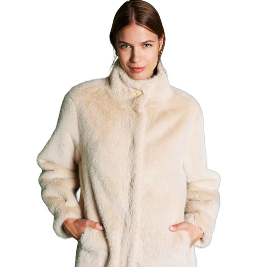 SURKANA - Cappotto effetto pelliccia con collo alto Crudo-SURKANA-VIALESCARPE