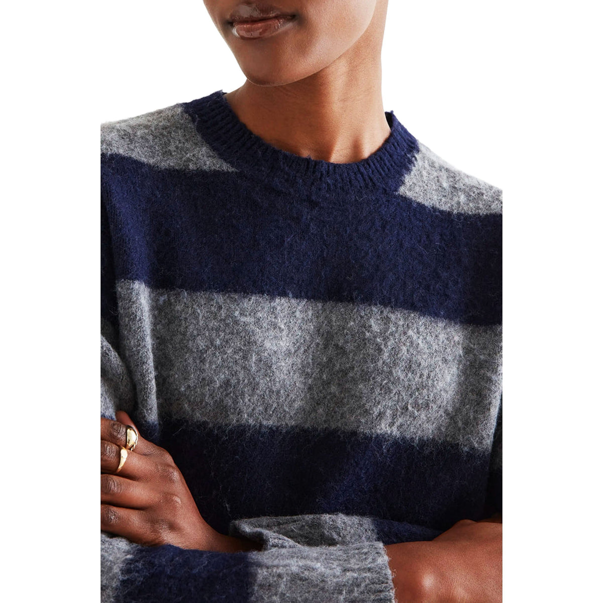 COMPAÑÍA FANTÁSTICA Maglione a righe blu navy e grigio in misto lana