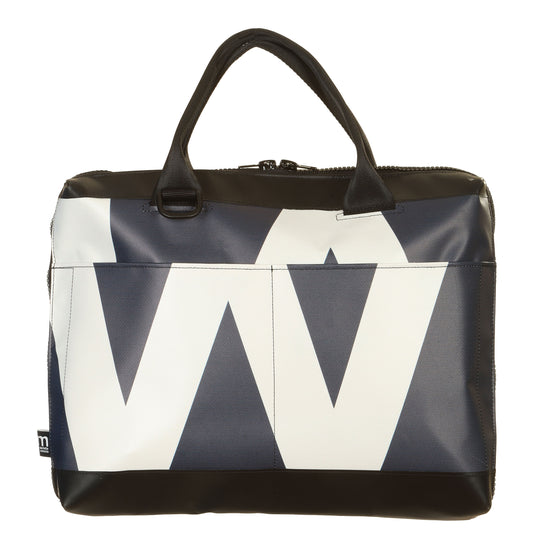 Borsa Office Slim Bianco-Blu-Nero