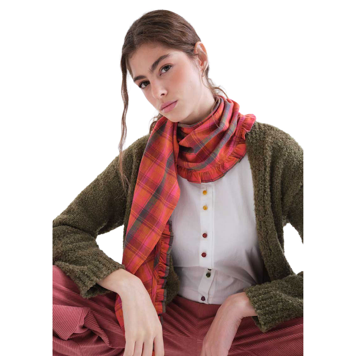 COMPAÑÍA FANTÁSTICA Cardigan in maglia verde oliva