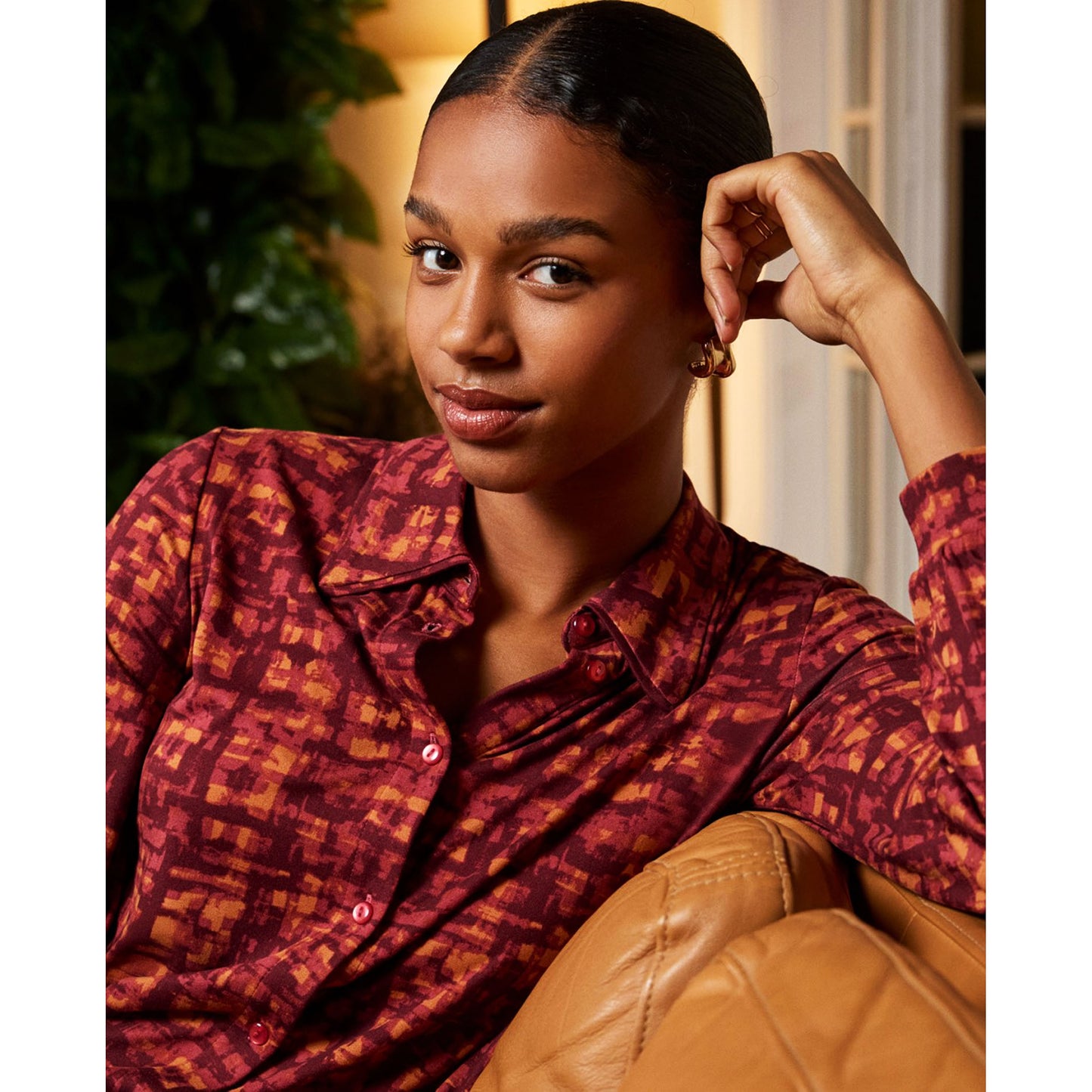 SURKANA - Camicia a maniche lunghe stampata Bordeaux-SURKANA-VIALESCARPE