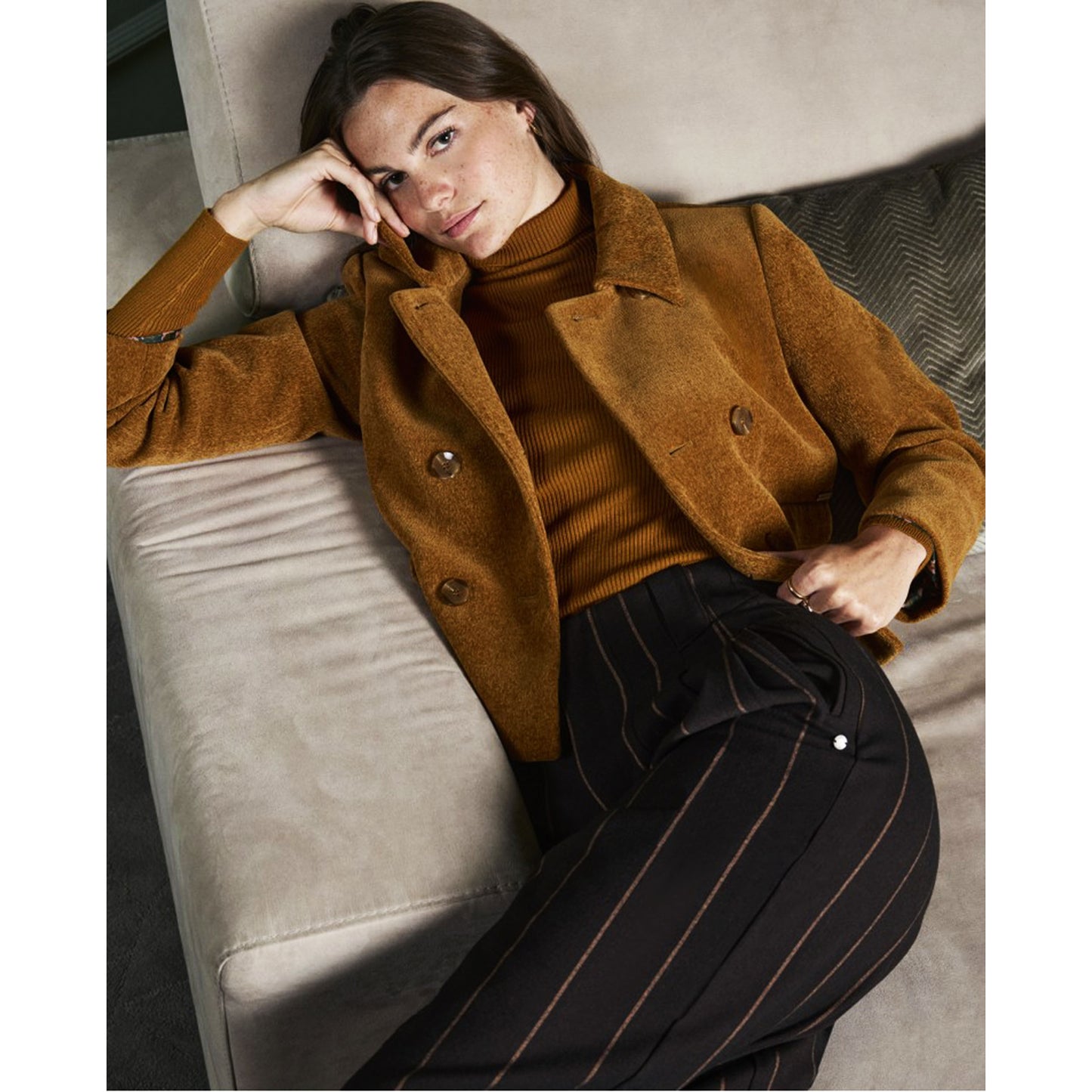 SURKANA - Giacca a doppio petto in ciniglia, con fodera stampata-SURKANA-VIALESCARPE