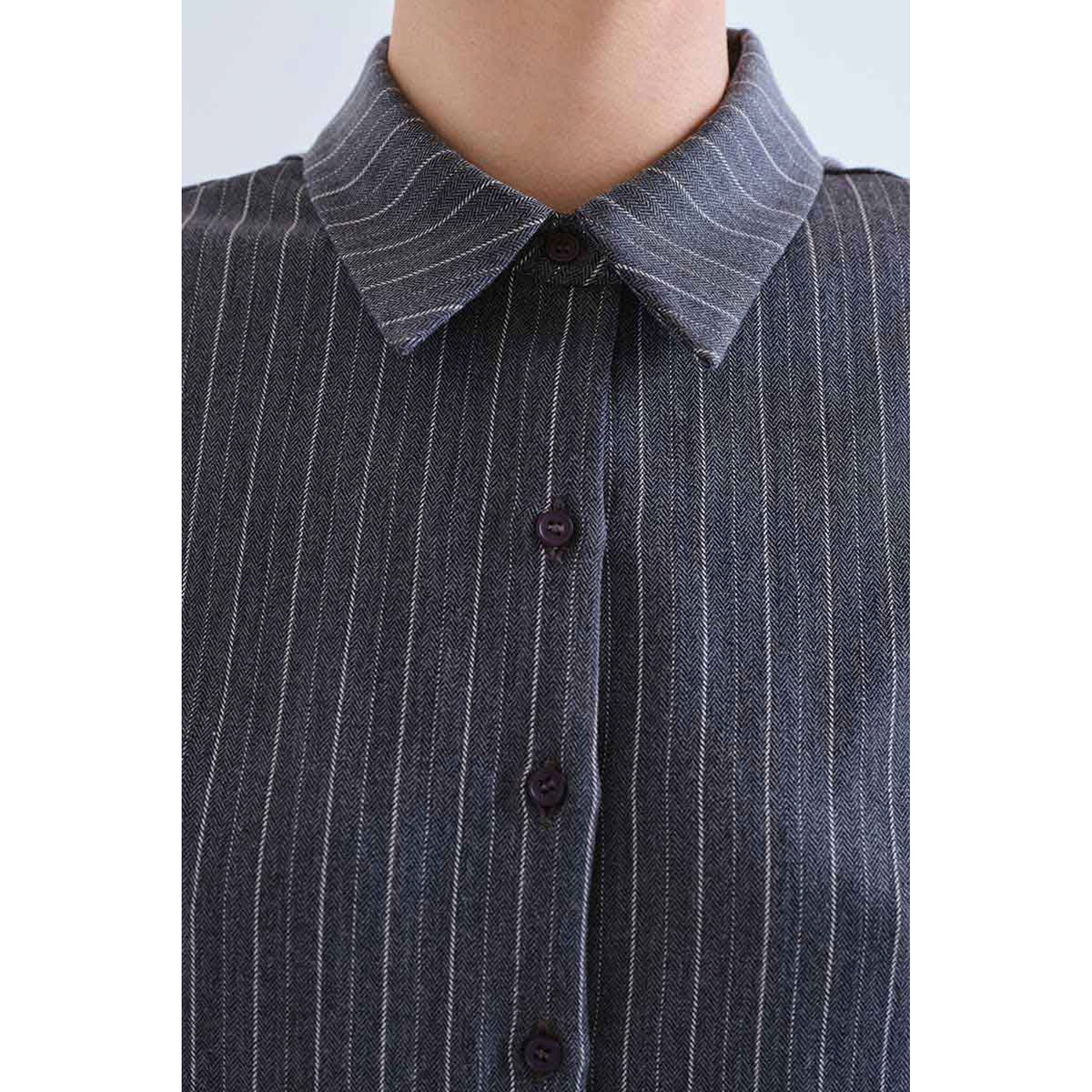 COMPAÑÍA FANTÁSTICA Camicia a righe sottili grigie