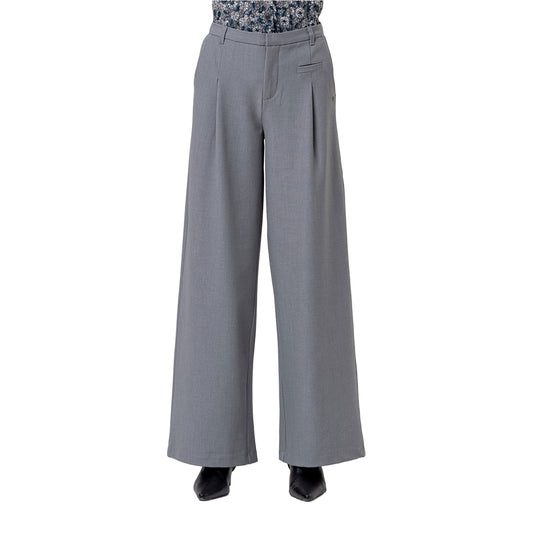 SURKANA Pantalone Wide Leg a Vita Alta Grigio Melange-SURKANA-VIALESCARPE