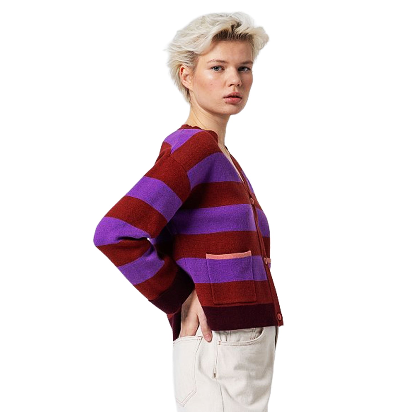 SURKANA - Cardigan corto a righe, con scollo a V-SURKANA-VIALESCARPE