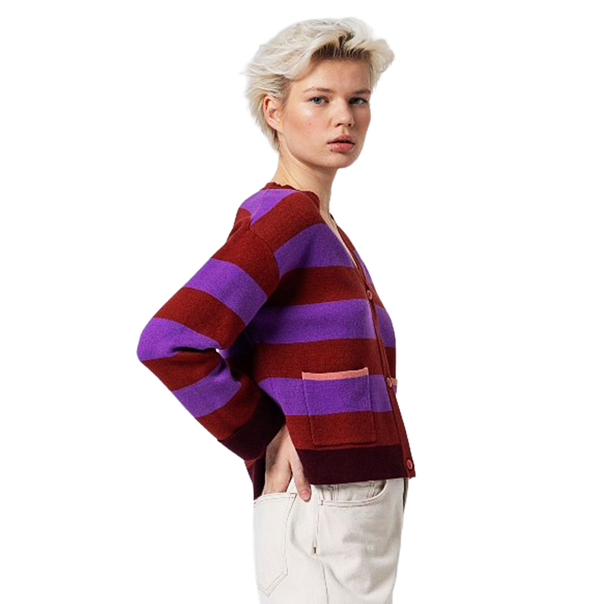 SURKANA - Cardigan corto a righe, con scollo a V-SURKANA-VIALESCARPE