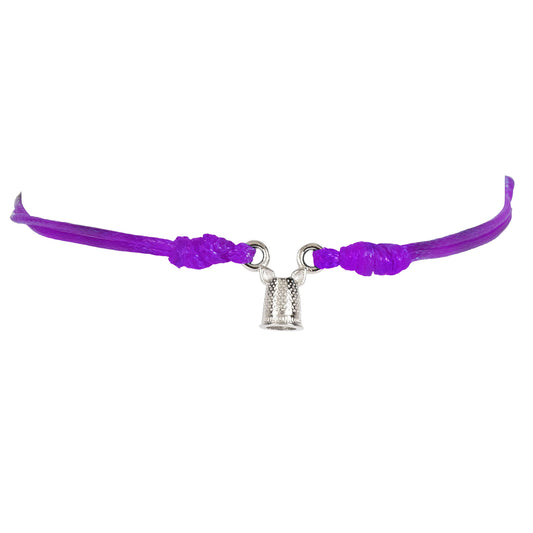 Bracciale Filo Magico Cotone Ditale rodio GATTO