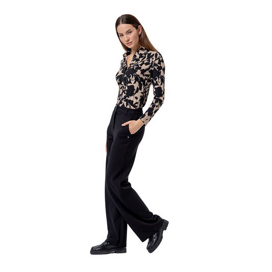 SURKANA Pantalone Dritto in Maglia con Risvolto Nero-SURKANA-VIALESCARPE
