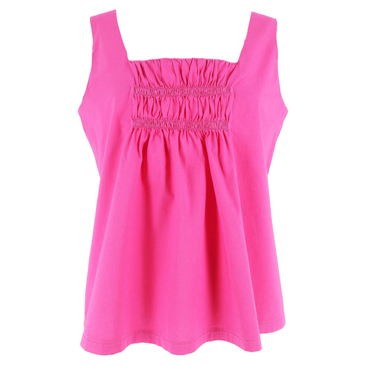 Top Donna KARAKORUM Estella Fucsia in Cotone con Arricciatura Frontale
