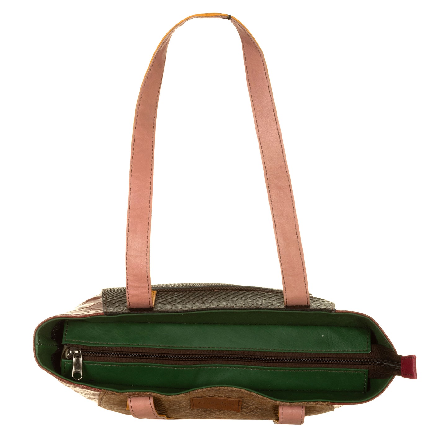 SORUKA Borsa BELLA stampata cocco-pitone Mattone, Nero, Roccia, Ocra