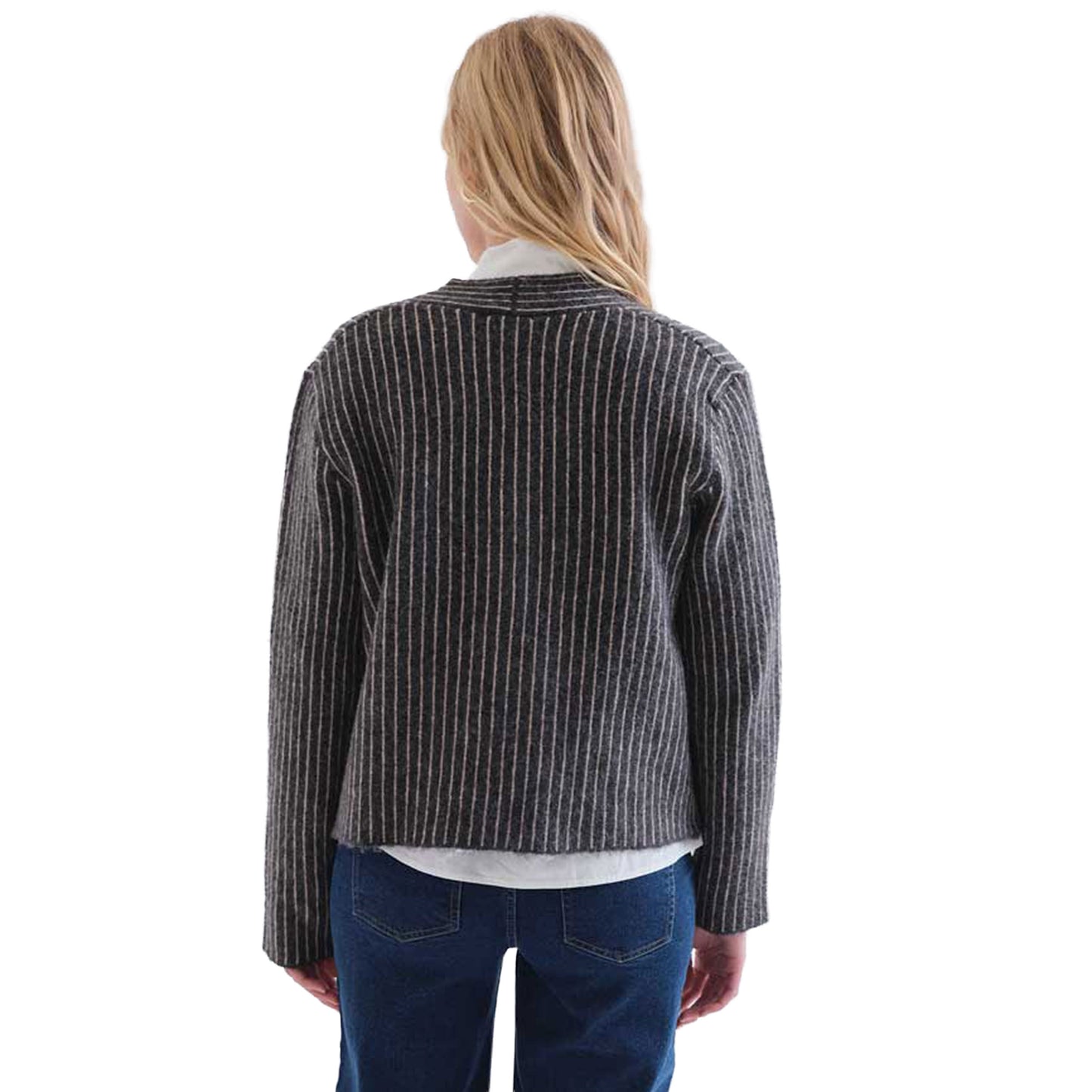 COMPAÑÍA FANTÁSTICA Cardigan a righe grigio scuro e bianco