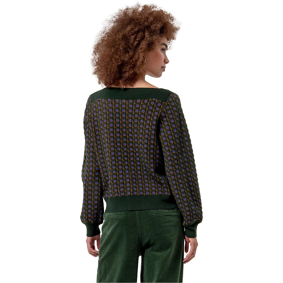SURKANA Maglione a scollo a barca con jacquard Kaki