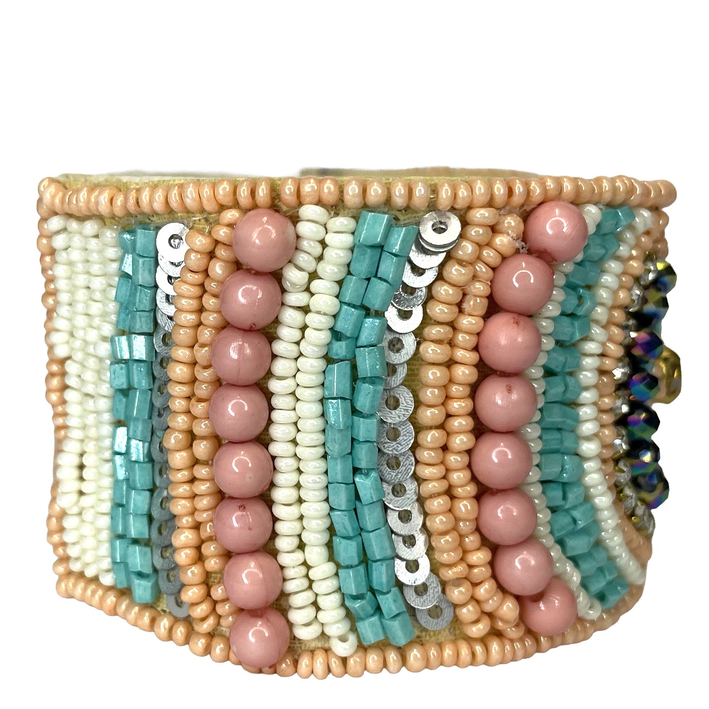 SURKANA Bracciale rigido boho rosa cipria e turchese