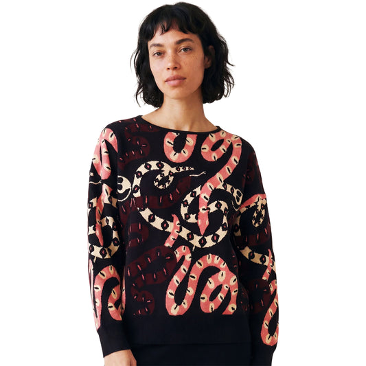 PEPALOVES Maglia Jersey Snakes Nero e Multicolor