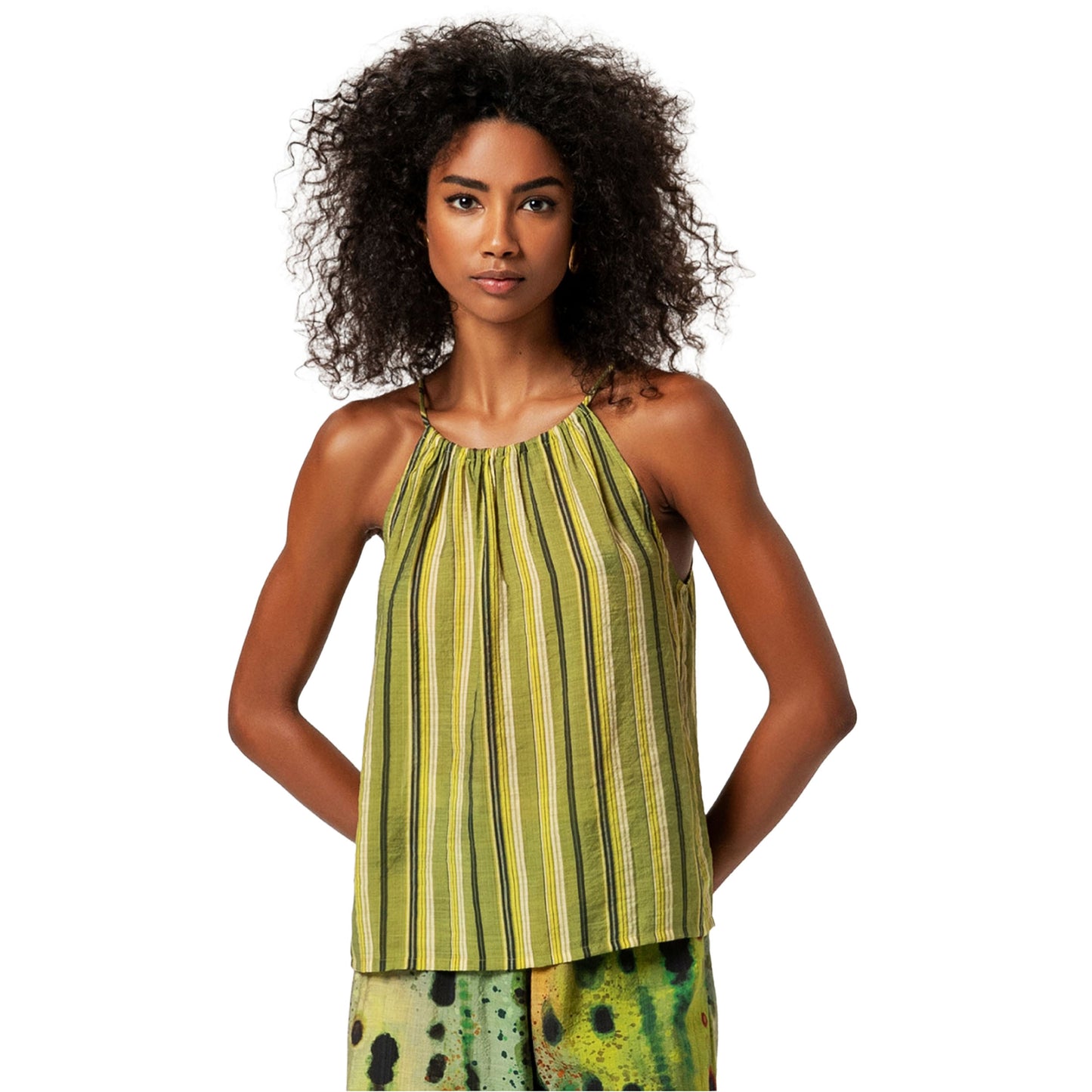 SURKANA Top a spalline con scollo halter Multicolore