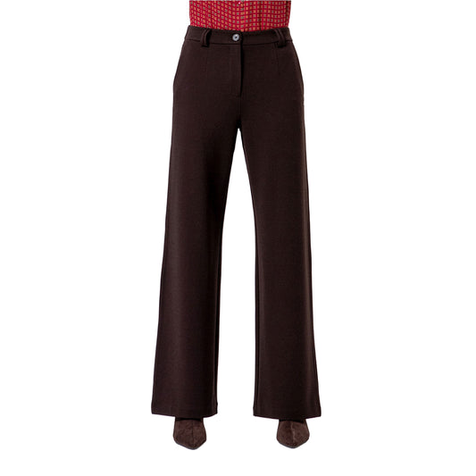SURKANA Pantalone Dritto in Maglia con Risvolto Cioccolato-SURKANA-VIALESCARPE