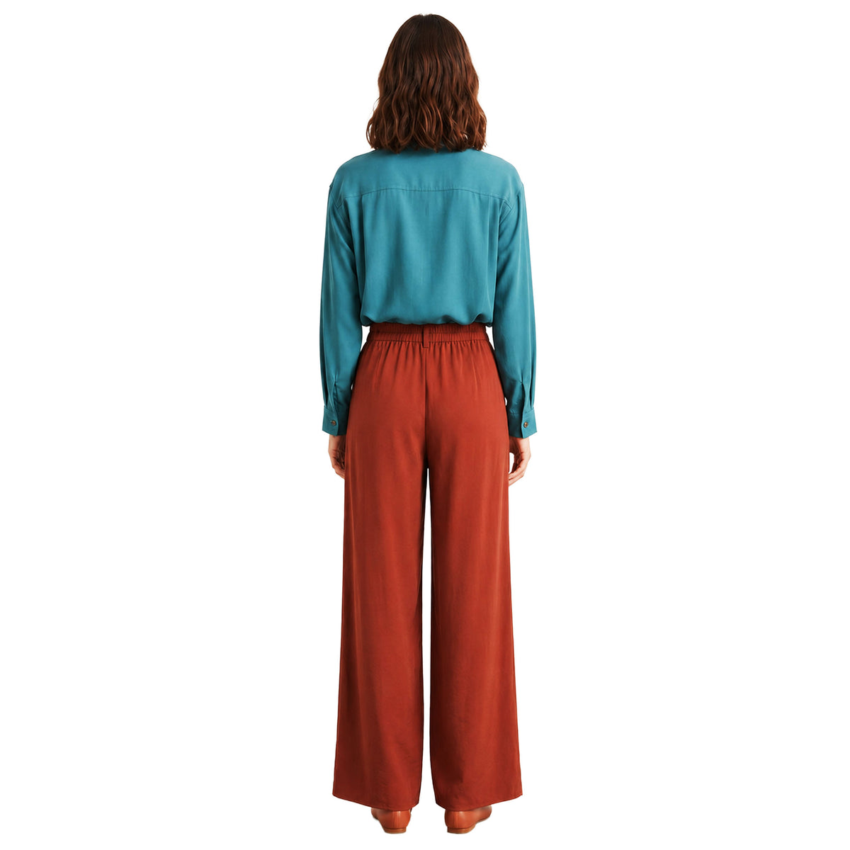 PEPALOVES Pantalone palazzo Bambù bruciato