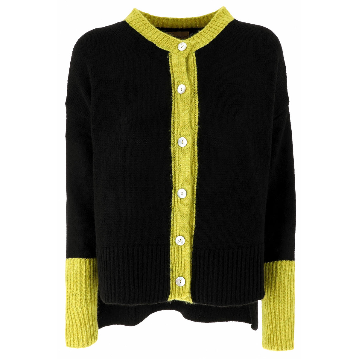 KARAKORUM Cardigan Chantal nero e lime
