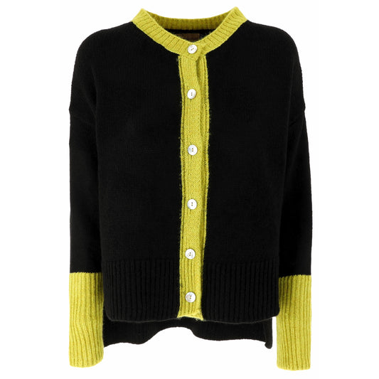KARAKORUM Cardigan Chantal nero e lime