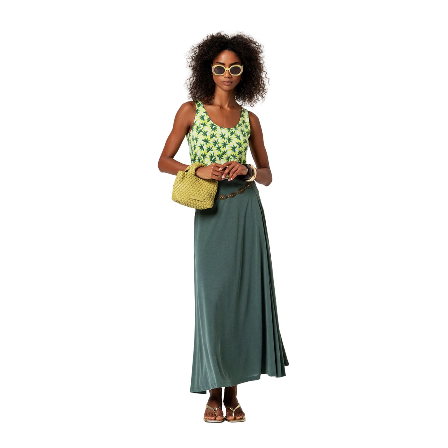 SURKANA Top a spalline con scollo rotondo Verde Chiaro