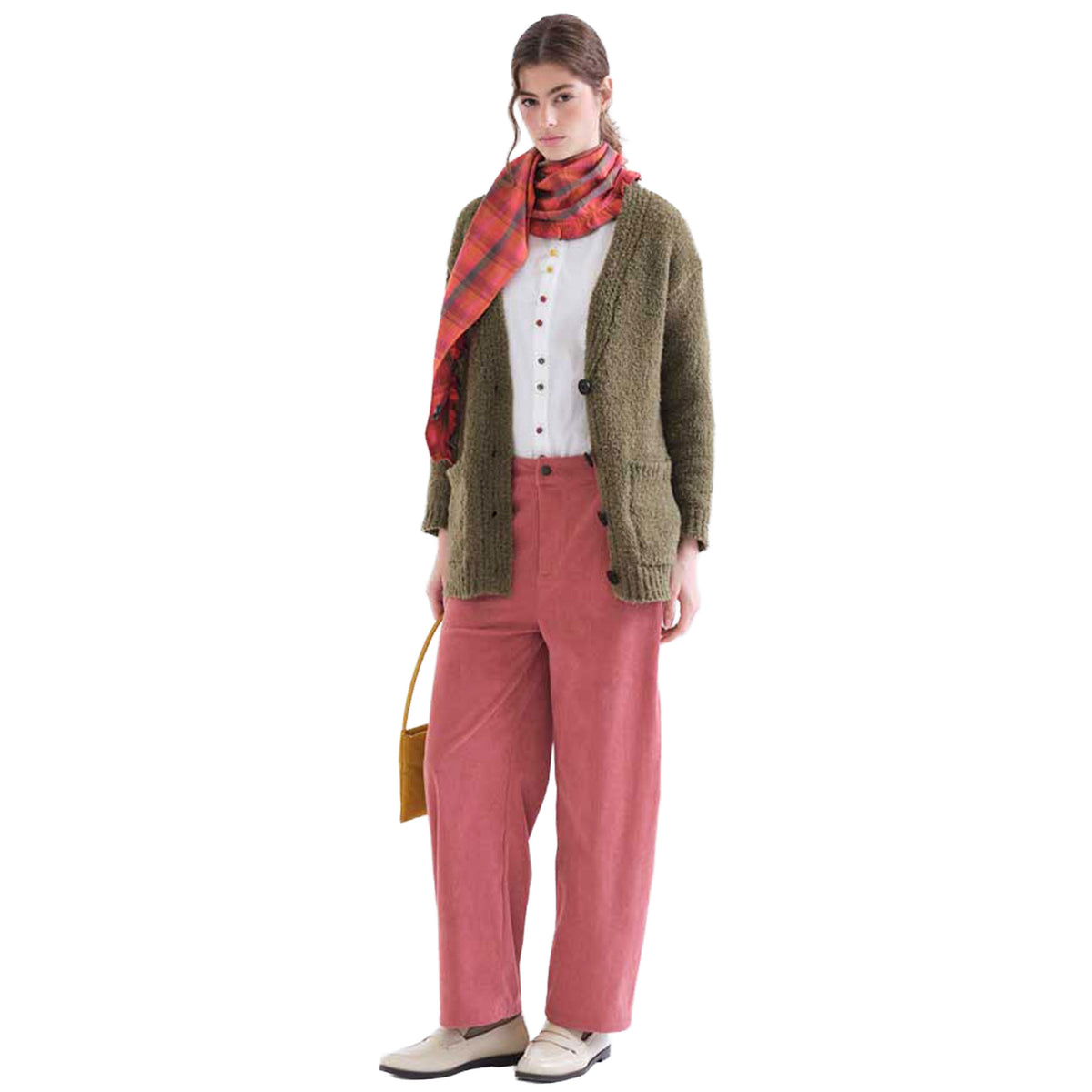 COMPAÑÍA FANTÁSTICA Cardigan in maglia verde oliva
