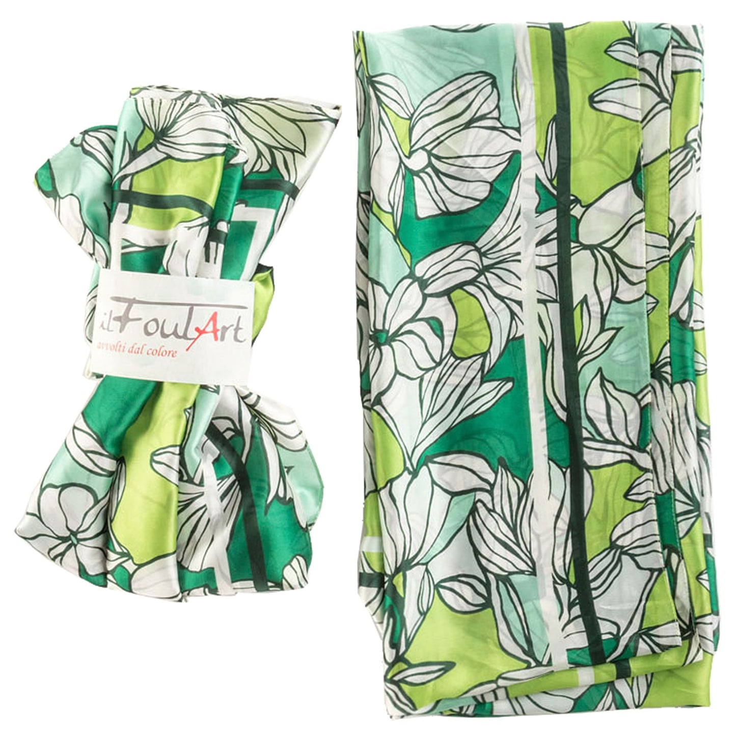 Scialle Foulard Pareo raso, Fiori con stelo