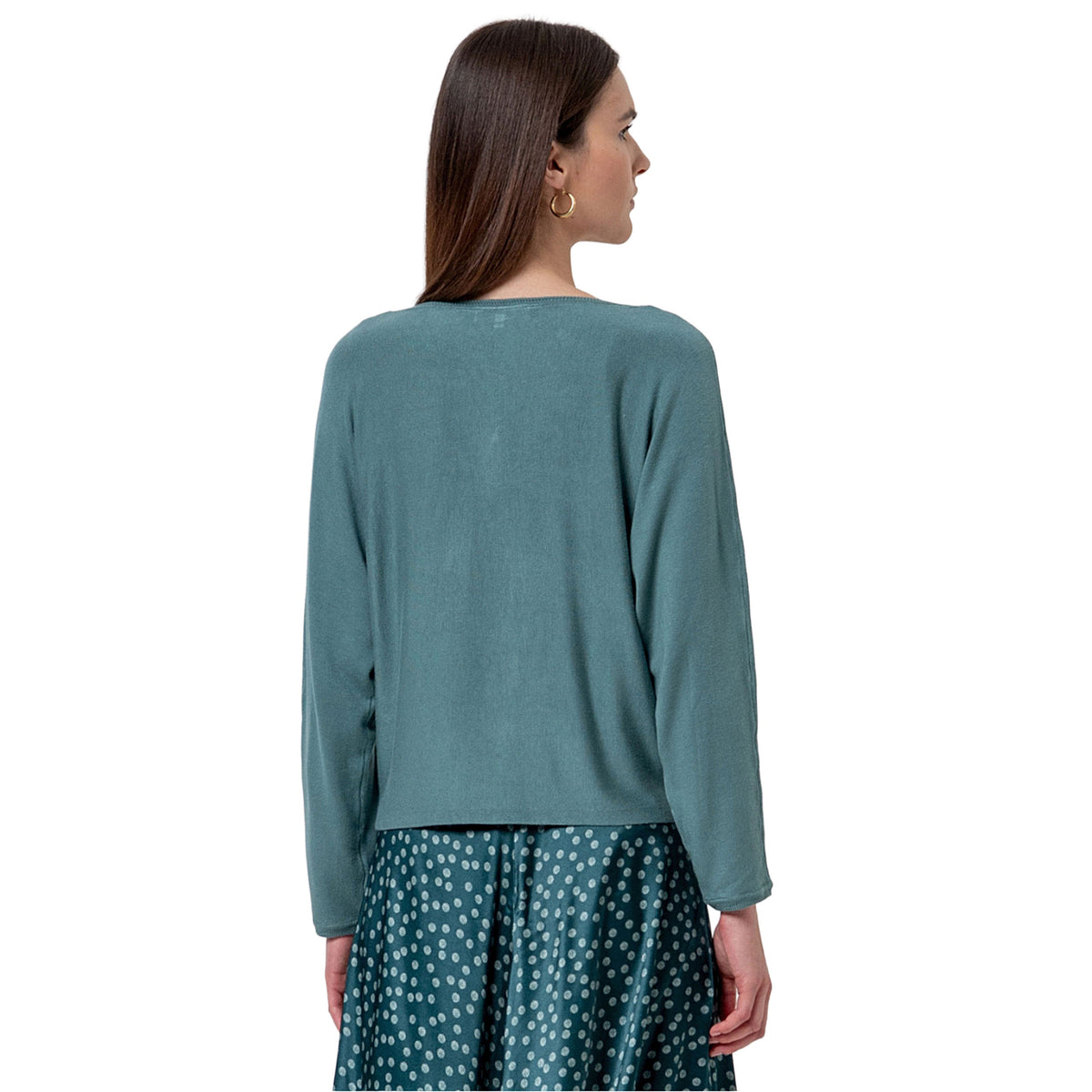 SURKANA Maglione in Maglia con Scollo a Barca Verde Polvere